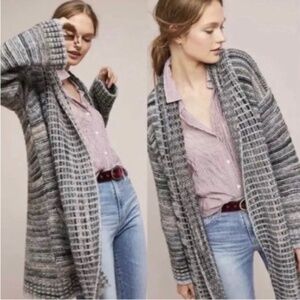 Anthropologie Cardigan XS Akemi Kin Alpaca Wool Open Front Long Oversized Chunky